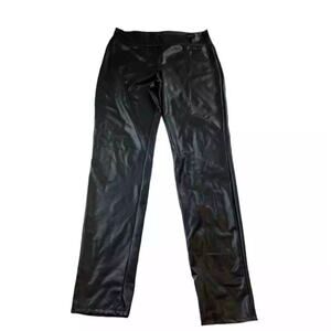 Molly & Erika Womens Black Faux Leather Pull On Straight Pants Moto Riding Large